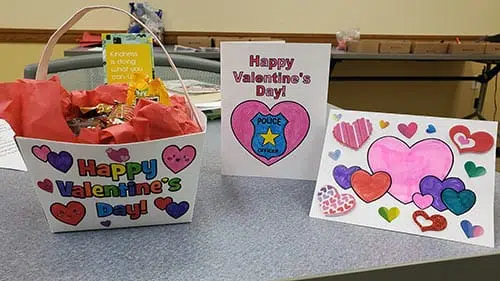 Valentine'S Day Cards And Baskets Made By Year 2-4 Students To Show Appreciation For The Police Officers In Estero, Florida