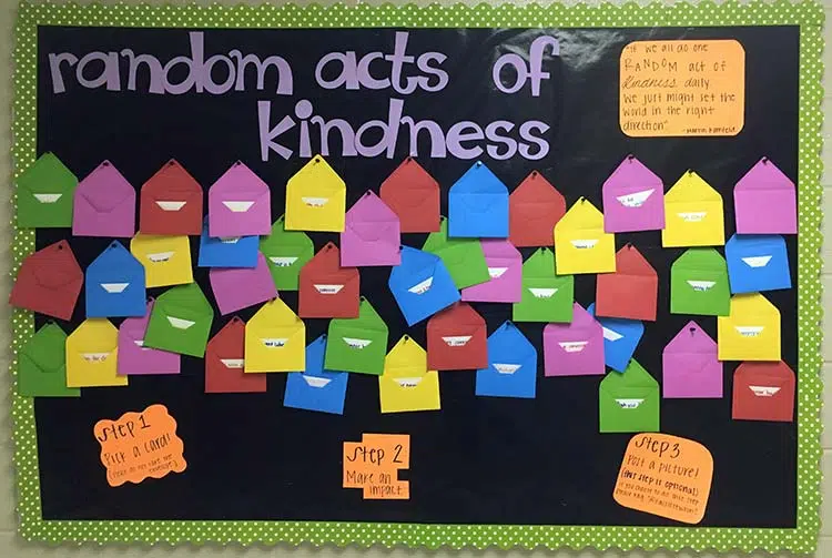 Uplifting Kindness Bulletin Board Ideas For A Better Classroom Community 21 Random Acts Of Kindness Bulletin Board With Envelopes