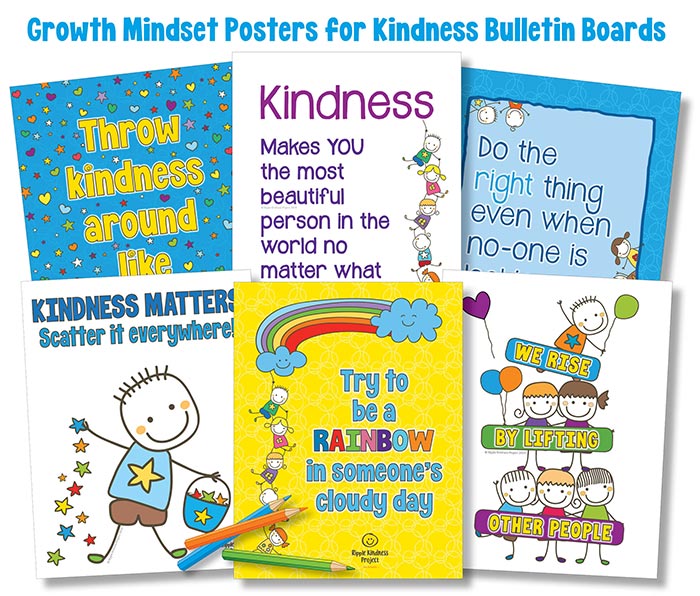 6 Examples Of Growth Mindset Posters For A Kindness Bulletin Board By Ripple Kindness Project