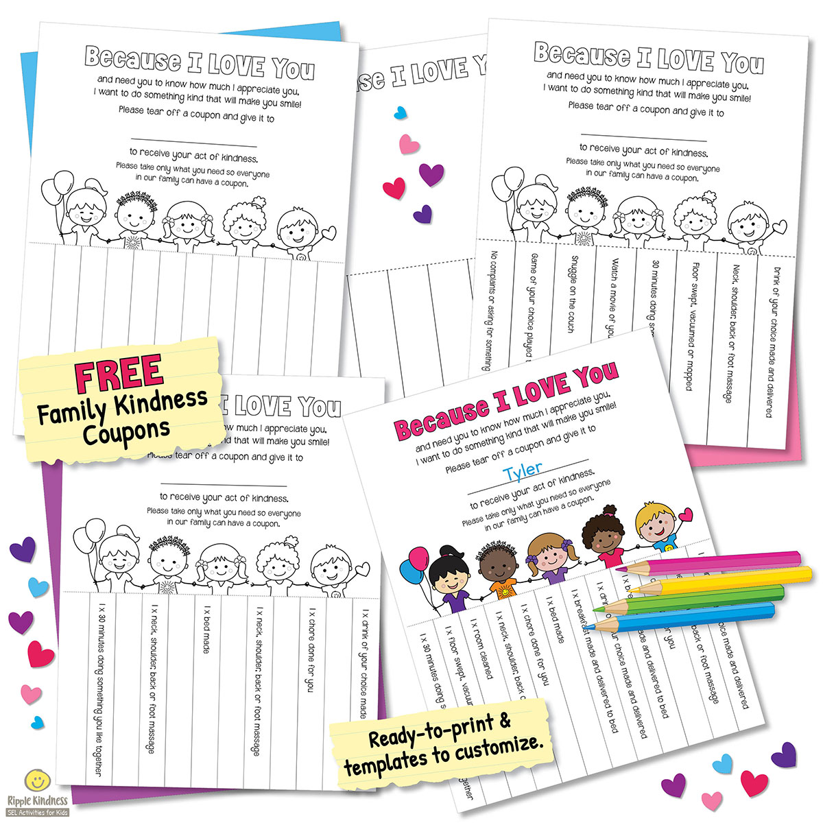 Free Tear-Off Family Kindness Coupons For Students To Fill Out With Nice Things They Will Do For Their Loved Ones By Ripple Kindness Sel Activities