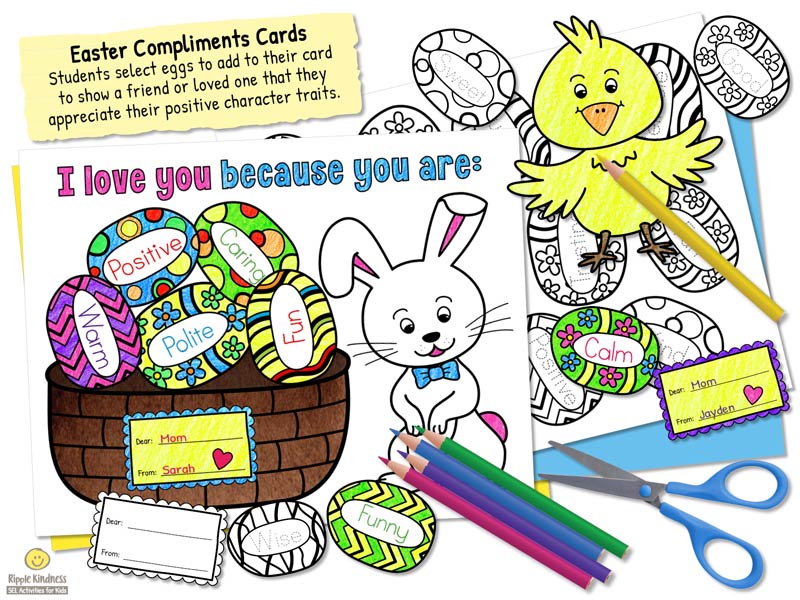An Easter Craft Activity Where Students Made Cards To Compliment Friends Or People They Love.