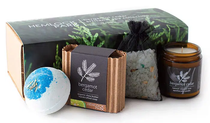 Artisanal Spa Collection With Bath Products And A Candle