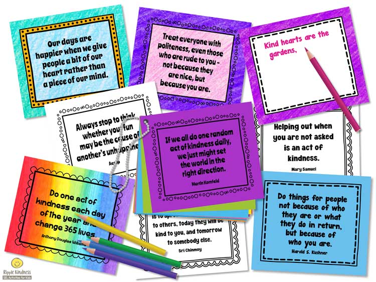 Kindness Quotes On Cards For Kids By Ripple Kindness Sel Activities
