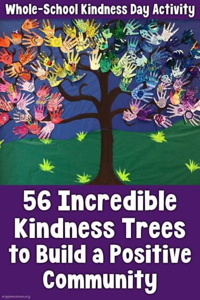 A Colorful Tree With Paper Hands With Acts Of Kindness Printed On Them. This Is Called A Kindness Tree And You Can See 56 Examples Of How They'Re Used In Schools.