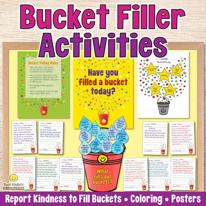 Bucket Filler Posters, Coloring Pages, And Notes To Report Act Of Kindness.
