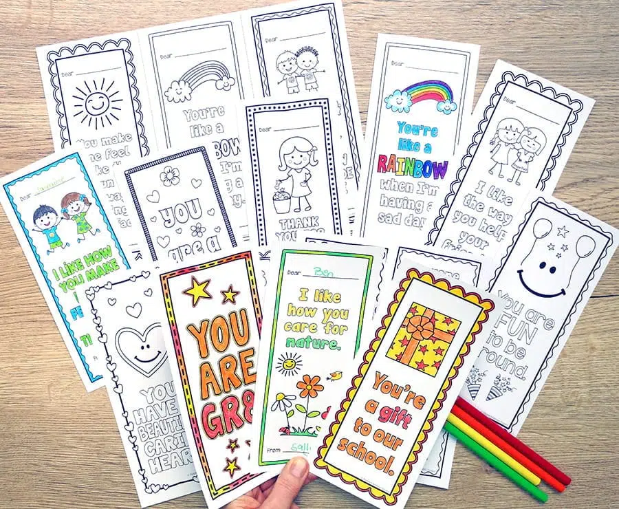 A Selection Of Compliment Bookmarks For Students To Color.