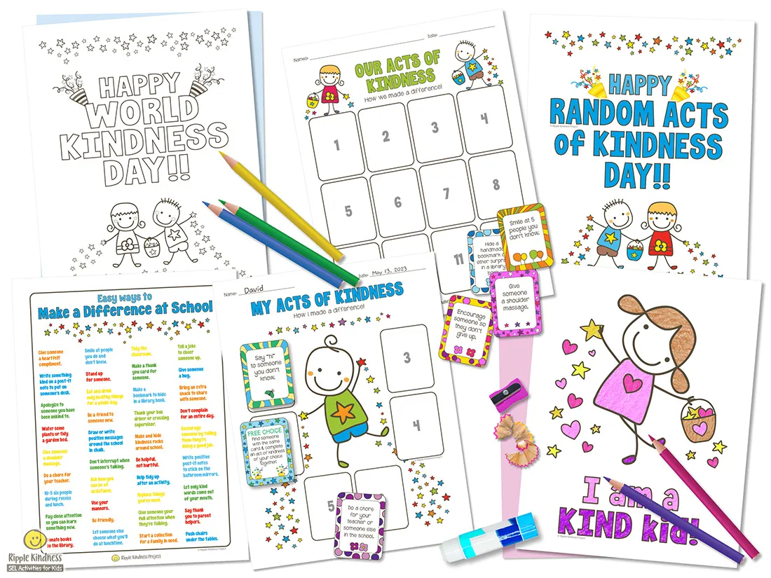 Acts Of Kindness Challenge With Kindness Cards And Collection Sheets, Posters And Worksheets For Students. Perfect For Random Acts Of Kindness Day By Ripple Kindness Sel Activities