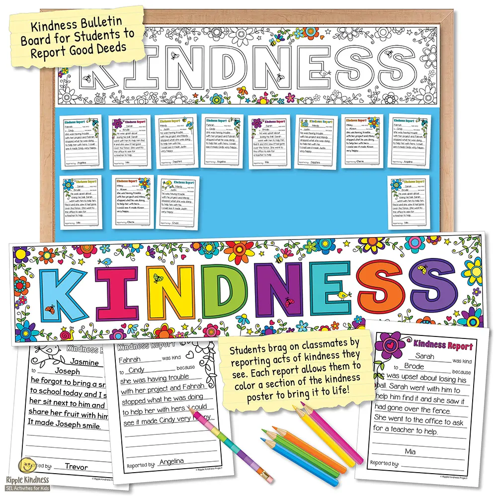 Printable Resources For A Kindness Bulletin Board Where Students Report Acts Of Kindness. Flower Theme By Ripple Kindness Sel Activities