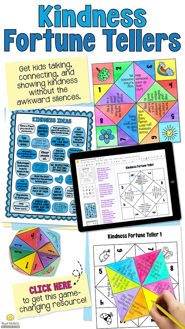 An engaging craft activity for elementary students. This kindness fortune teller helps embed positive character traits and values for a warm and inclusive classroom community.