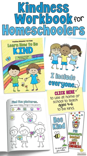 A printed kindness workbook for kids ages 4-6 years to complete at home with their parents. Perfect for homeschoolers or grandparents.