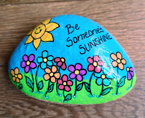 Be Someone's Sunshine. Painted Kindness Rock.