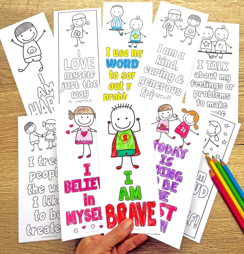 Positive Affirmations Bookmarks For Kids To Color.