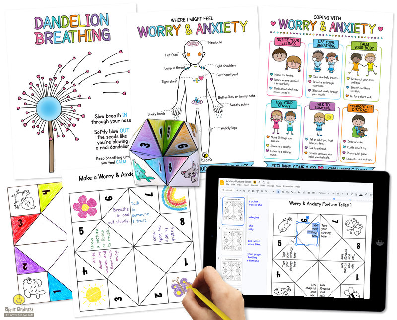 Resources For Making An Anxiety Fortune Teller With Strategies For Coping With Worry And Stress By Ripple Kindness Sel Activities