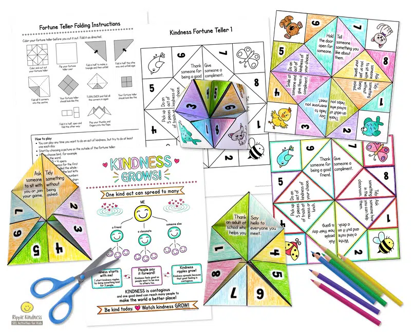 Kindness Fortune Teller Printables For Elementary Students.