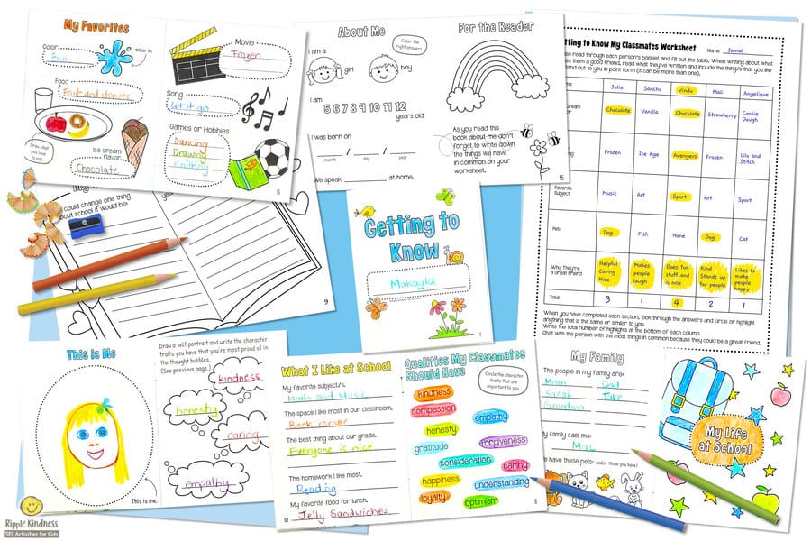 Resources for elementary students to make a booklet that helps their classmates get to know them.