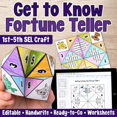A get to know you activity for students to easily form connections with classmates. This paper fortune teller is a fun icebreaker game with friendship bingo sheets and relationship building worksheets.