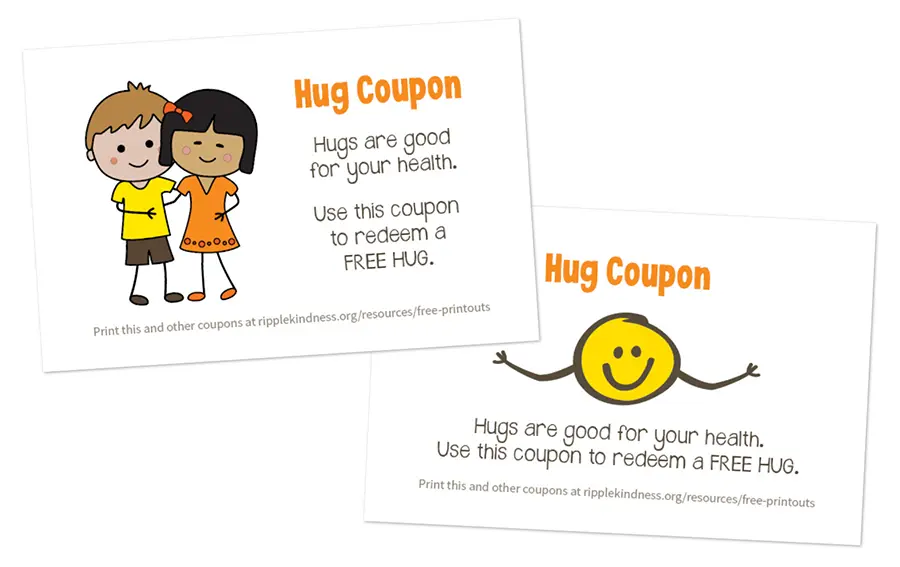 Free Printable Hug Coupons By Ripple Kindness Sel Activities