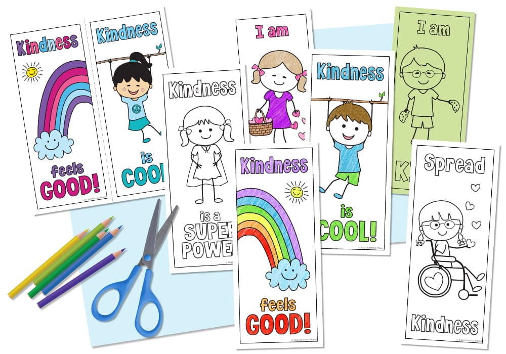 Kindness bookmarks for children Kindergarten, 1st and 2nd grade.