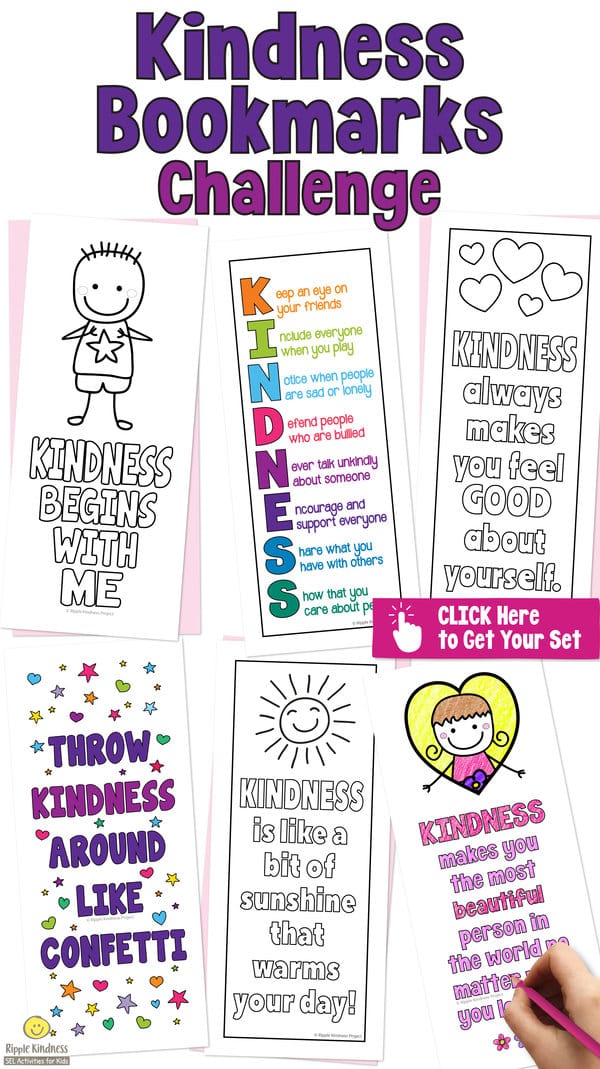A popular kindness challenge where students color bookmarks and hide them in the library for schoolmates to discover.