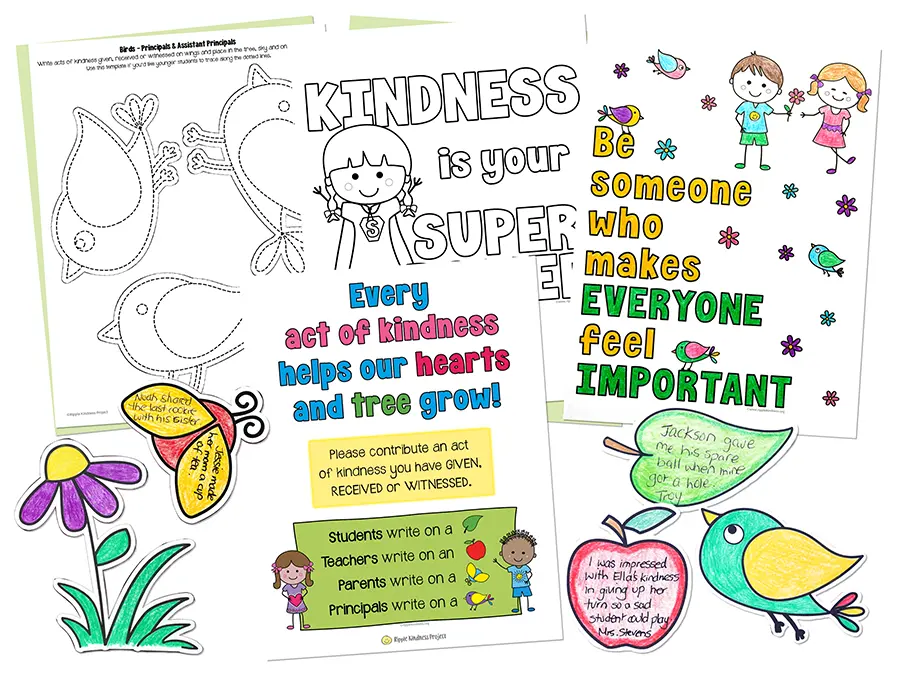 Printable Resource To Make A Kindness Tree Bulletin Board For Primary And Elementary School Hallways For Students, Teachers, And Parents To Report Acts Of Kindness By Ripple Kindness Sel Activities.