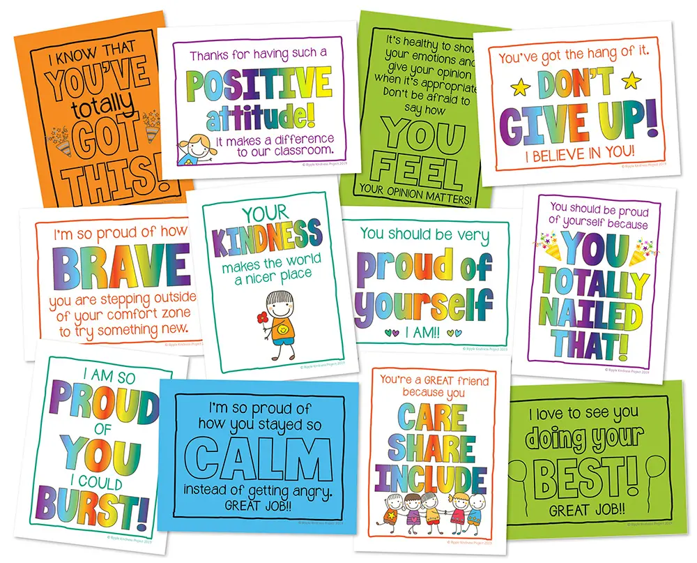 A Selection Of Encouragement Notes For Teachers To Give Students To Help Boost Self-Esteem And Conficence. A Great Reward System.