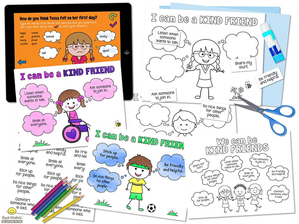 An online read-along friendship story with interactive slides and printables with comprehension questions. A fun way to teach students about kindness and respect.