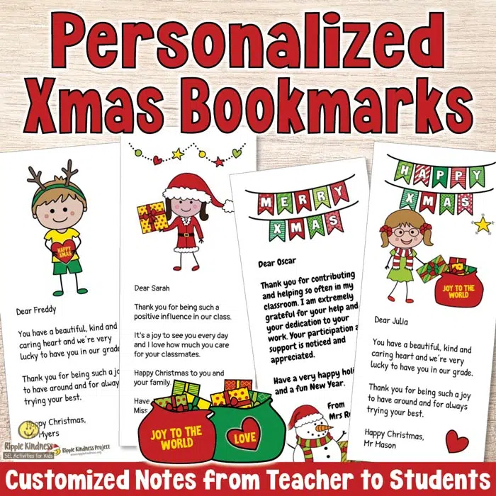 Personalize Christmas Bookmarks For Teachers To Give To Students,