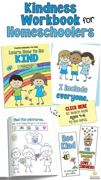 A printed kindness workbook for kids ages 4-6 years to complete at home with their parents. Perfect for homeschoolers or grandparents.