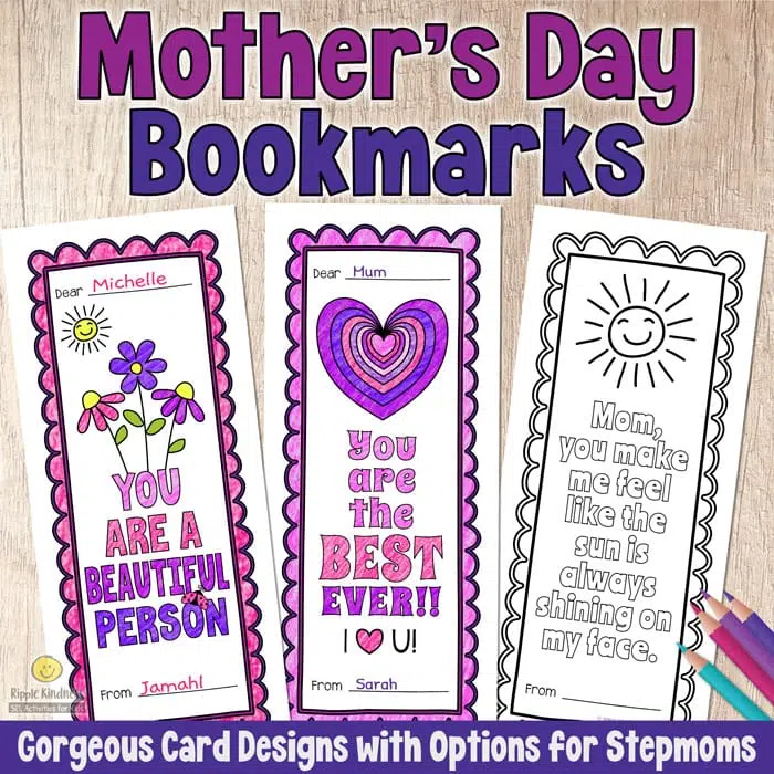 Mother's Day Coloring Bookmarks For Students