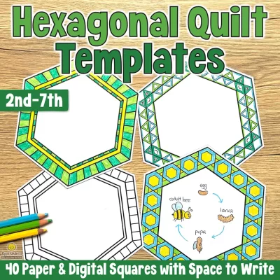 Blank hexagon tessellation patterns - paper quilt square templates to use with any subject to make a bulletin board display.