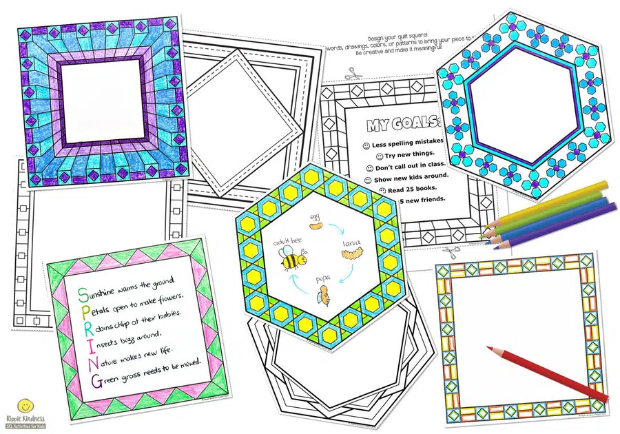 A Mix Of Square And Hexagon Shaped Paper Quilt Templates For Students To Use For Tessellation Art Projects Or Make Any Dull Subject Interesting. 