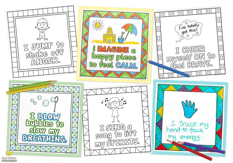 A Range Of Coping Strategies On Quilt Squares For Elementary Students To Color To Create A Vibrant Display To Reference When Big Emotions Take Hold.
