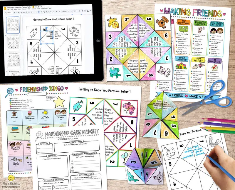 Getting To Know You Fortune Teller Craft With Friendship Lesson And Worksheets.