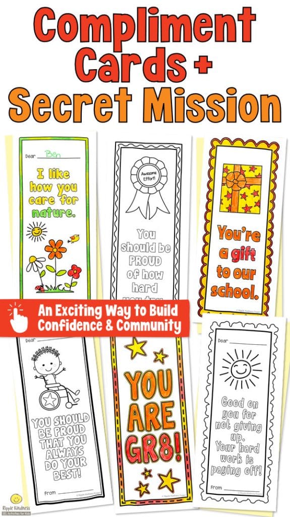 Compliment bookmarks for students with a fun secret mission to spread kindness.