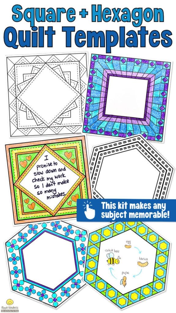 Square and hexagon paper quilt templates for to make any dull elementary subject interesting.