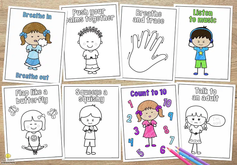 Coping Strategies Coloring Pages For Prek-2Nd Grade Students.